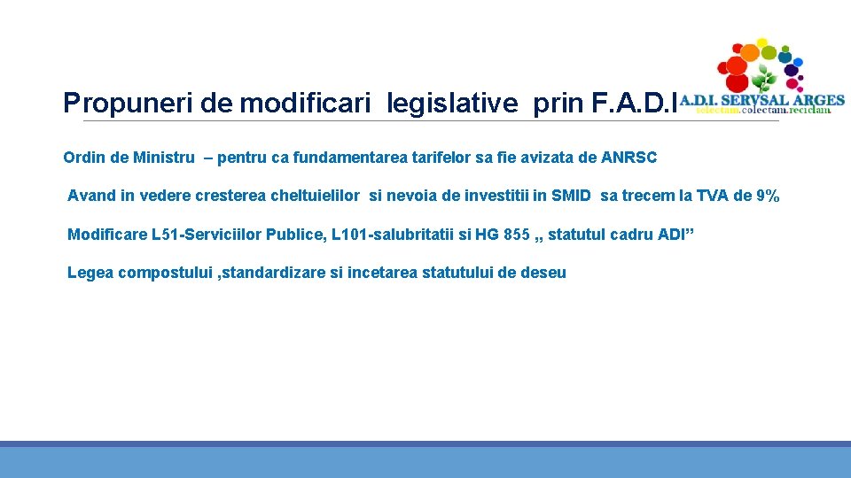 Propuneri de modificari legislative prin F. A. D. I Ordin de Ministru – pentru