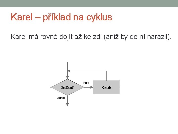 Karel – příklad na cyklus Karel má rovně dojít až ke zdi (aniž by
