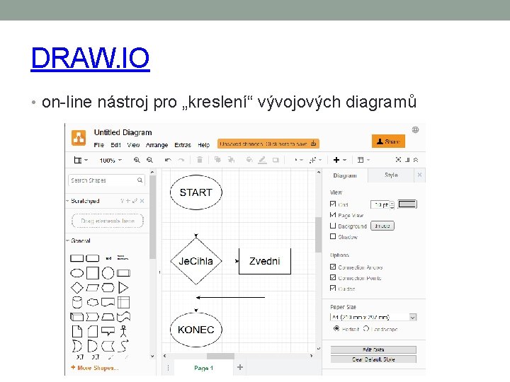 DRAW. IO • on-line nástroj pro „kreslení“ vývojových diagramů 