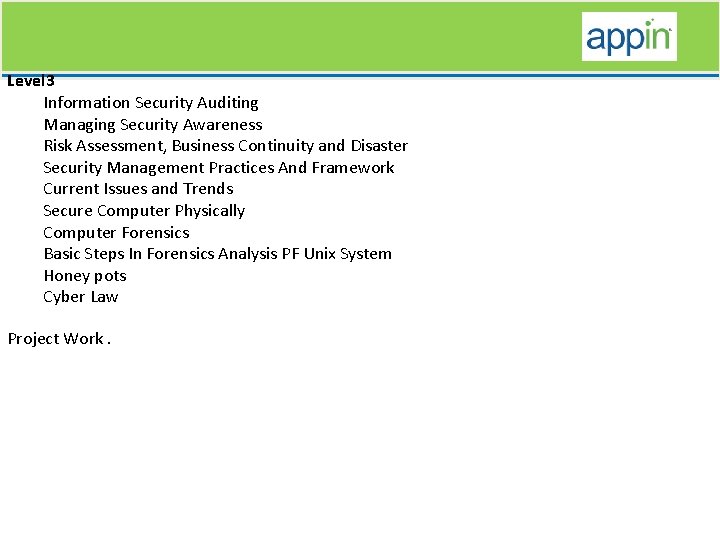 Level 3 Information Security Auditing Managing Security Awareness Risk Assessment, Business Continuity and Disaster