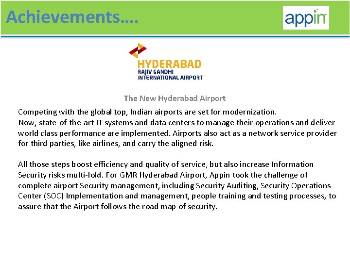 Achievements…. The New Hyderabad Airport Competing with the global top, Indian airports are set