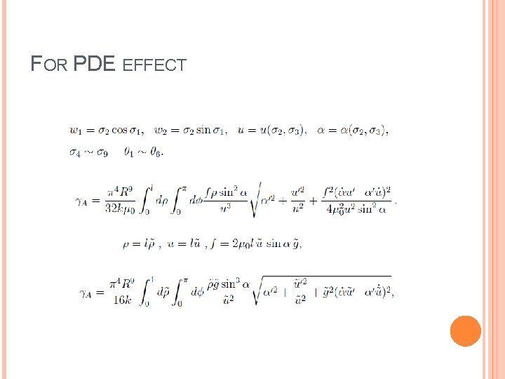 FOR PDE EFFECT 