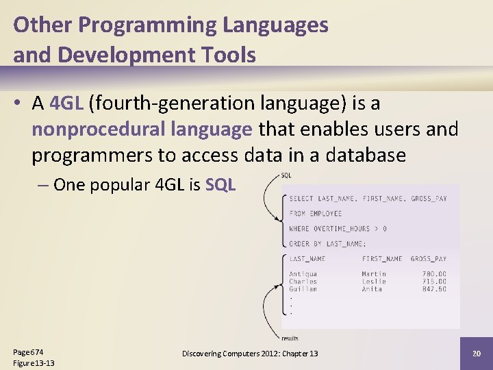 Other Programming Languages and Development Tools • A 4 GL (fourth-generation language) is a
