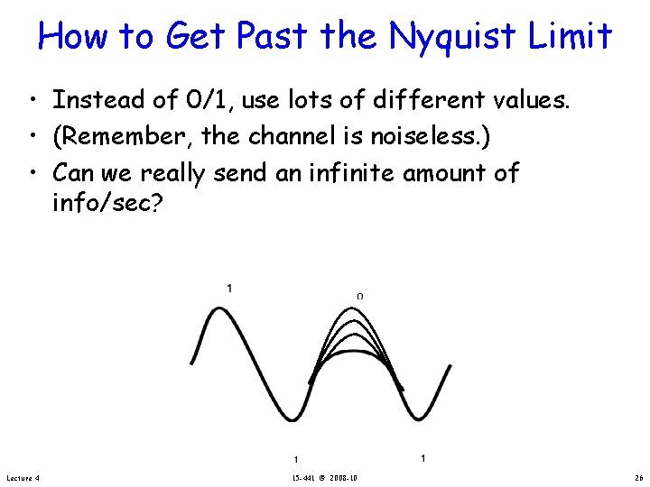 How to Get Past the Nyquist Limit • Instead of 0/1, use lots of