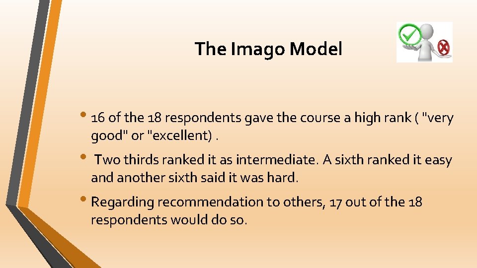 The Imago Model • 16 of the 18 respondents gave the course a high