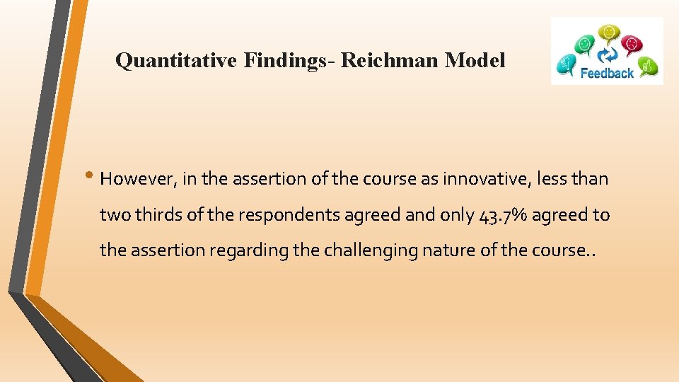 Quantitative Findings- Reichman Model • However, in the assertion of the course as innovative,