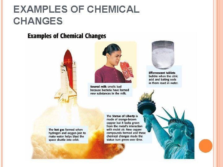 EXAMPLES OF CHEMICAL CHANGES 