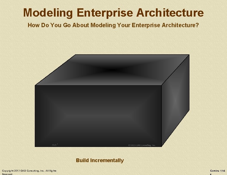 Modeling Enterprise Architecture How Do You Go About Modeling Your Enterprise Architecture? Build Incrementally