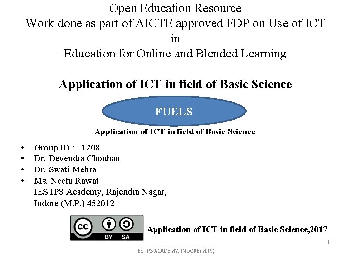 Open Education Resource Work done as part of AICTE approved FDP on Use of