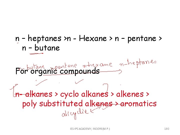 n – heptanes >n - Hexane > n – pentane > n – butane