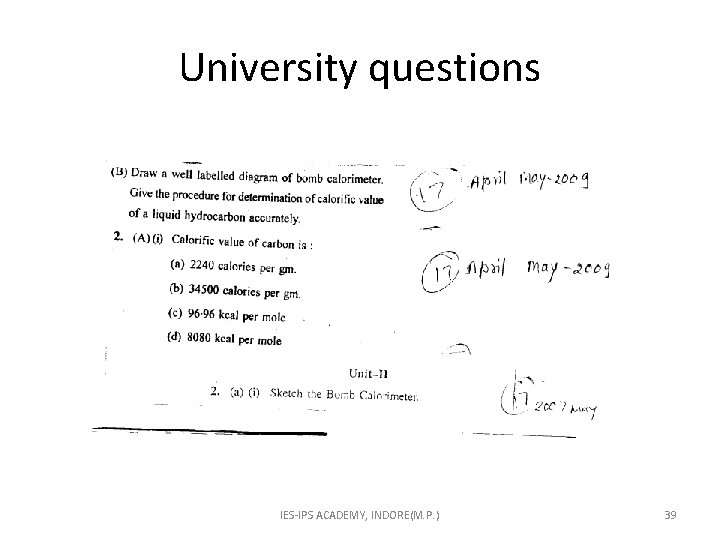 University questions IES-IPS ACADEMY, INDORE(M. P. ) 39 