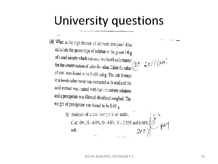 University questions IES-IPS ACADEMY, INDORE(M. P. ) 94 