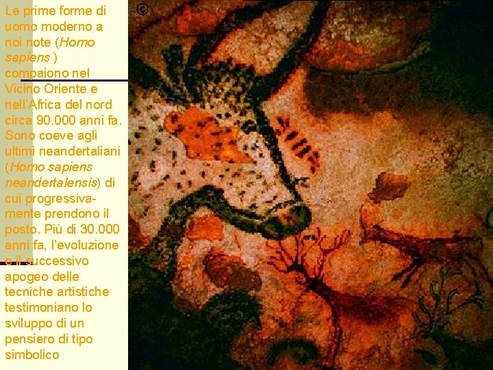Le prime forme di uomo moderno a noi note (Homo sapiens ) compaiono nel Le prime forme di uomo moderno a noi note (Homo sapiens ) compaiono nel
