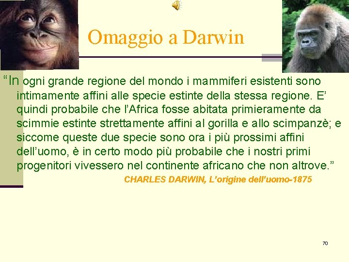 Omaggio a Darwin “In ogni grande regione del mondo i mammiferi esistenti sono intimamente Omaggio a Darwin “In ogni grande regione del mondo i mammiferi esistenti sono intimamente