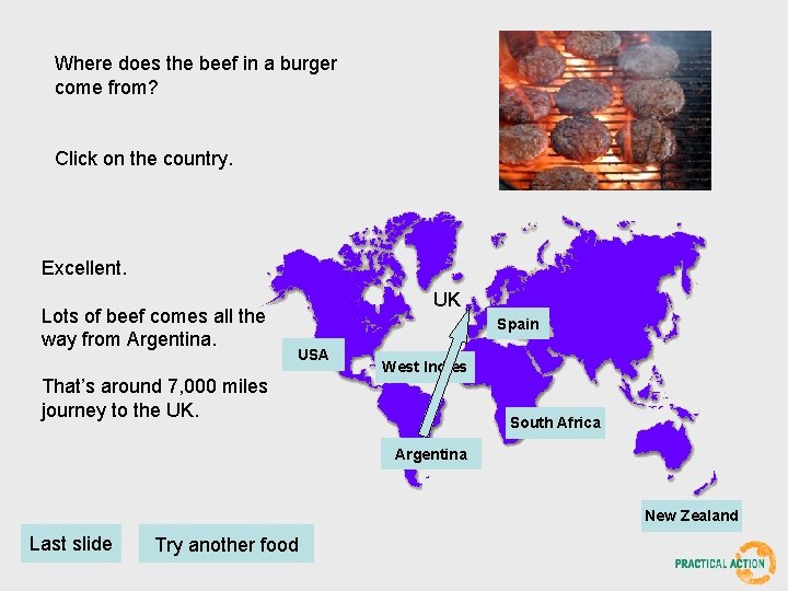 Where does the beef in a burger come from? Click on the country. Excellent.