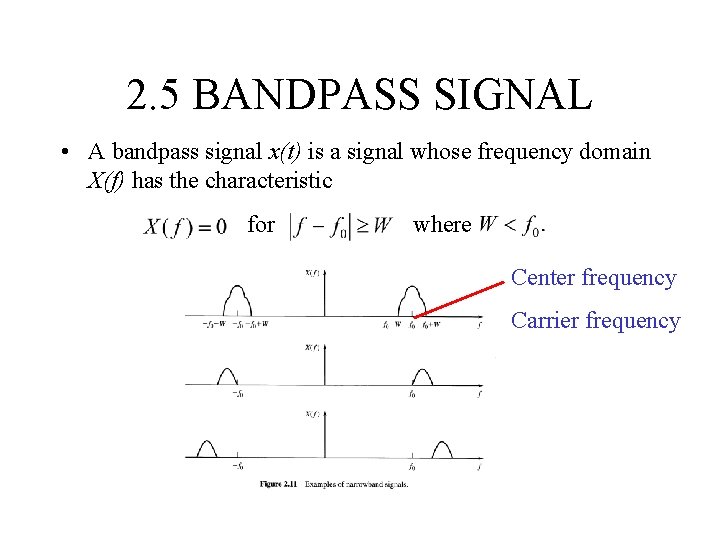 2. 5 BANDPASS SIGNAL • A bandpass signal x(t) is a signal whose frequency