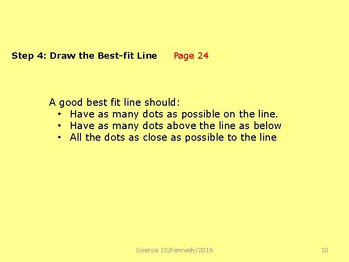 Step 4: Draw the Best-fit Line Page 24 A good best fit line should: