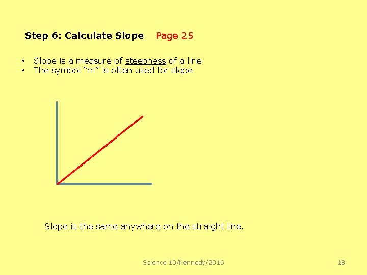 Step 6: Calculate Slope • • Page 25 Slope is a measure of steepness