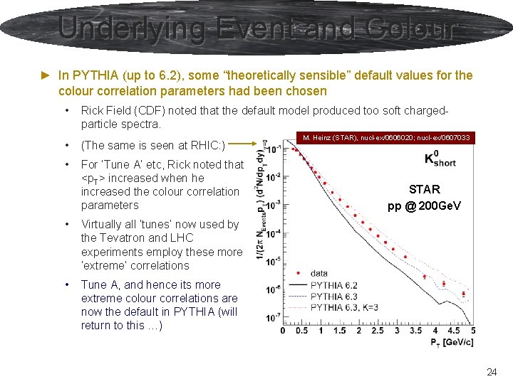 Underlying Event and Colour ► In PYTHIA (up to 6. 2), some “theoretically sensible” Underlying Event and Colour ► In PYTHIA (up to 6. 2), some “theoretically sensible”