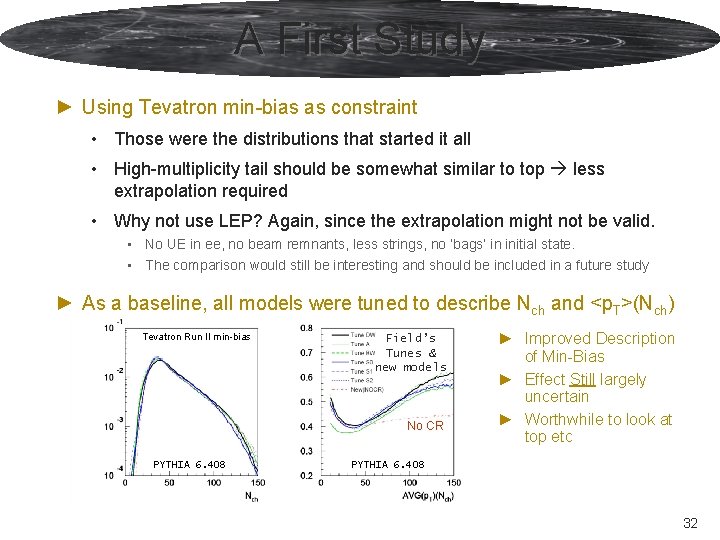 A First Study ► Using Tevatron min-bias as constraint • Those were the distributions A First Study ► Using Tevatron min-bias as constraint • Those were the distributions