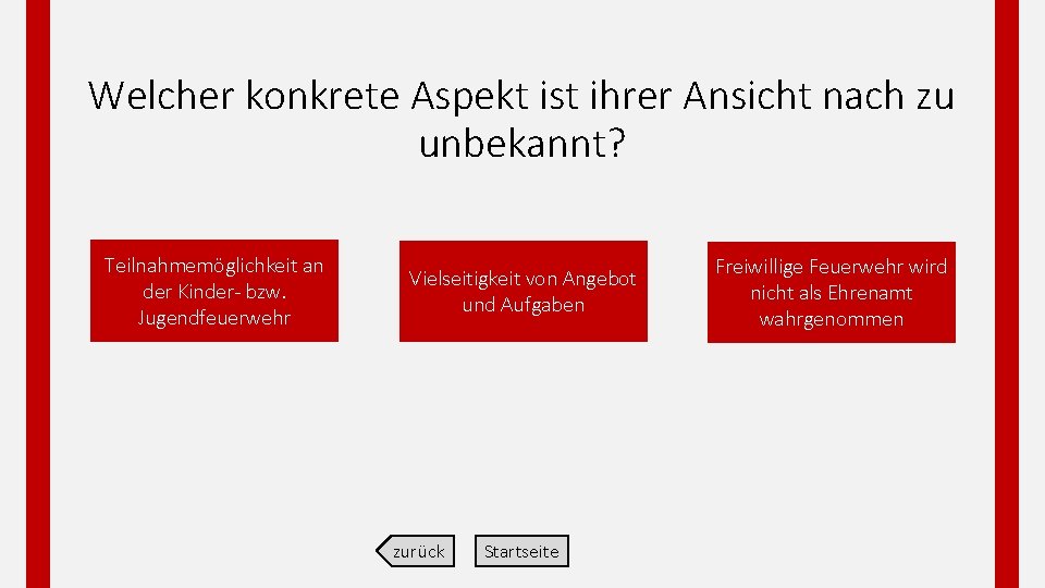 Welcher konkrete Aspekt ist ihrer Ansicht nach zu unbekannt? Teilnahmemöglichkeit an der Kinder bzw.