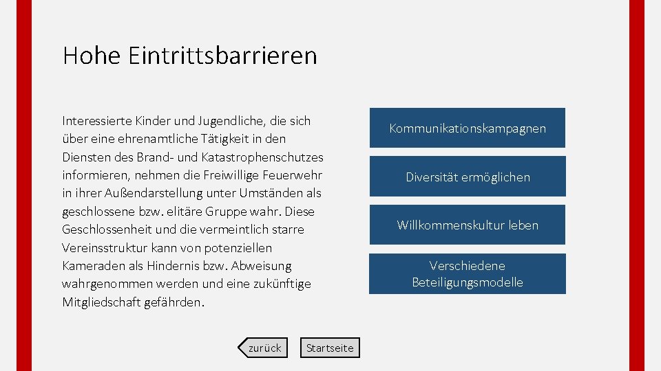 Hohe Eintrittsbarrieren Interessierte Kinder und Jugendliche, die sich über eine ehrenamtliche Tätigkeit in den