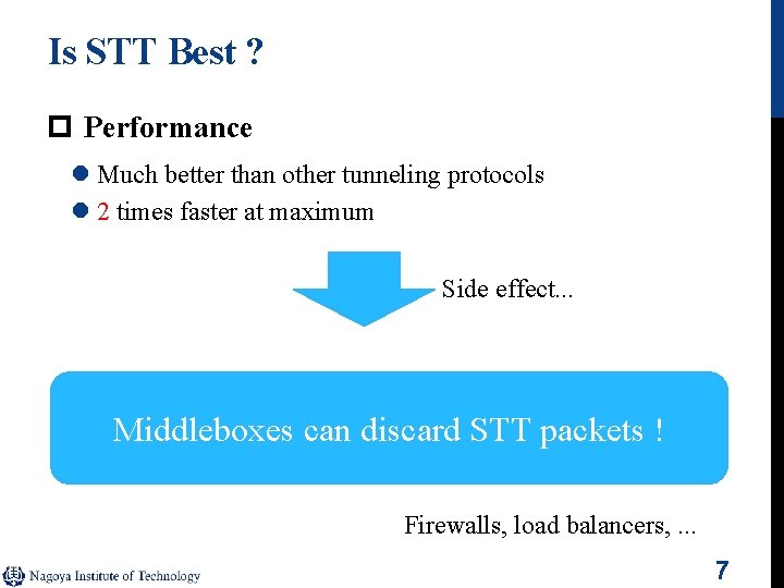 Is STT Best ? p Performance l Much better than other tunneling protocols l