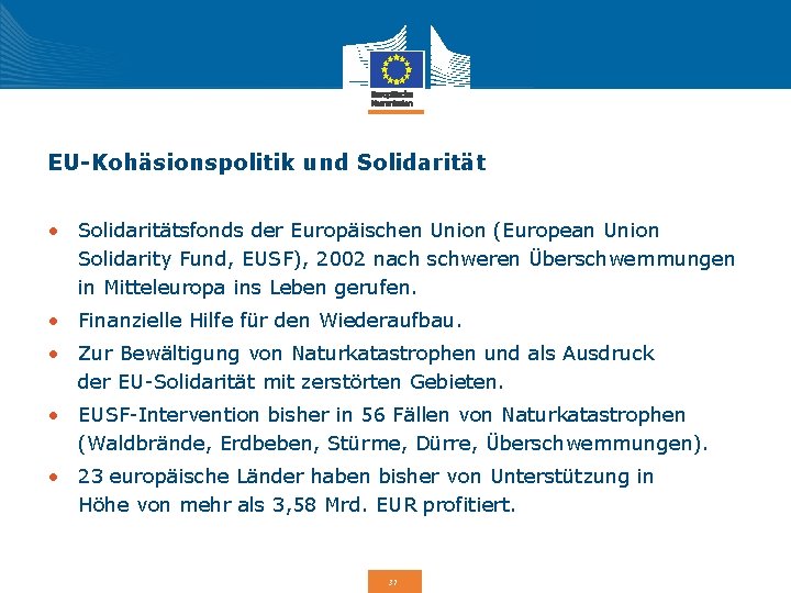 EU-Kohäsionspolitik und Solidarität • Solidaritätsfonds der Europäischen Union (European Union Solidarity Fund, EUSF), 2002
