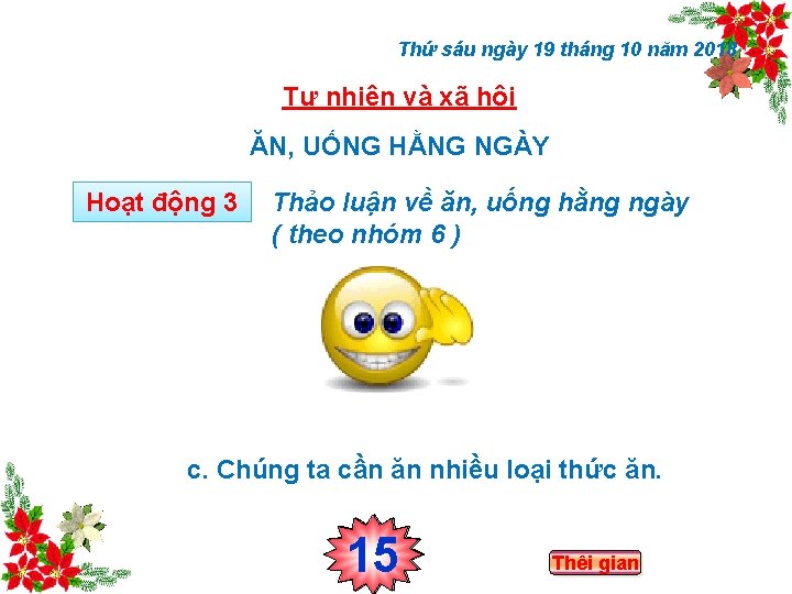 Thứ sáu ngày 19 tháng 10 năm 2018 Tự nhiên và xã hội ĂN,