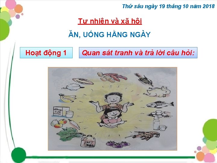 Thứ sáu ngày 19 tháng 10 năm 2018 Tự nhiên và xã hội ĂN,