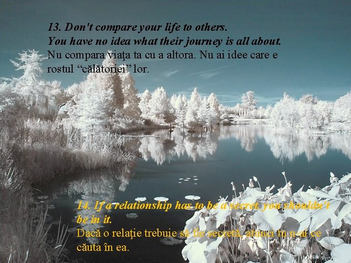 13. Don't compare your life to others. You have no idea what their journey 13. Don't compare your life to others. You have no idea what their journey