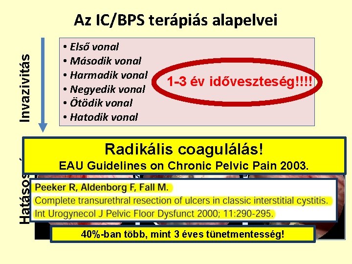 Hatásosság Invazivitás Az IC/BPS terápiás alapelvei • Első vonal • Második vonal • Harmadik