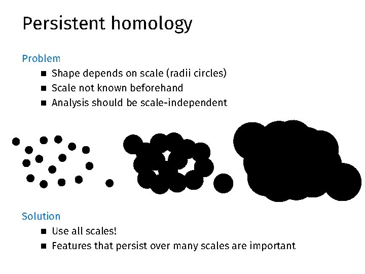 Persistent homology Problem n Shape depends on scale (radii circles) n Scale not known Persistent homology Problem n Shape depends on scale (radii circles) n Scale not known