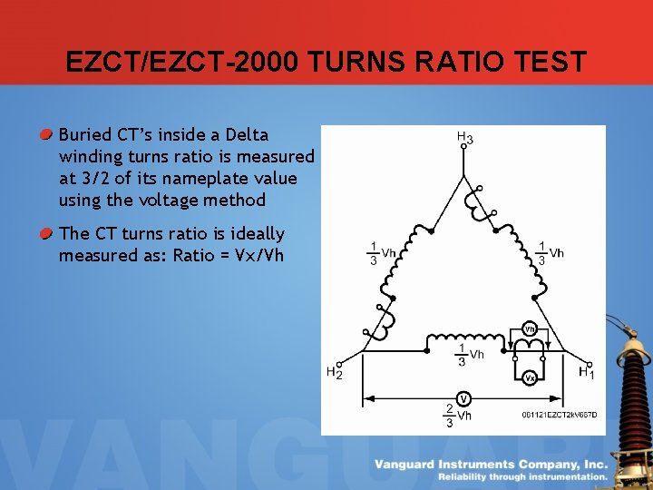 EZCT/EZCT-2000 TURNS RATIO TEST Buried CT’s inside a Delta winding turns ratio is measured EZCT/EZCT-2000 TURNS RATIO TEST Buried CT’s inside a Delta winding turns ratio is measured
