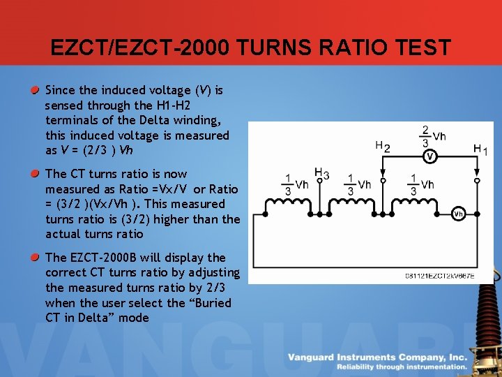 EZCT/EZCT-2000 TURNS RATIO TEST Since the induced voltage (V) is sensed through the H EZCT/EZCT-2000 TURNS RATIO TEST Since the induced voltage (V) is sensed through the H