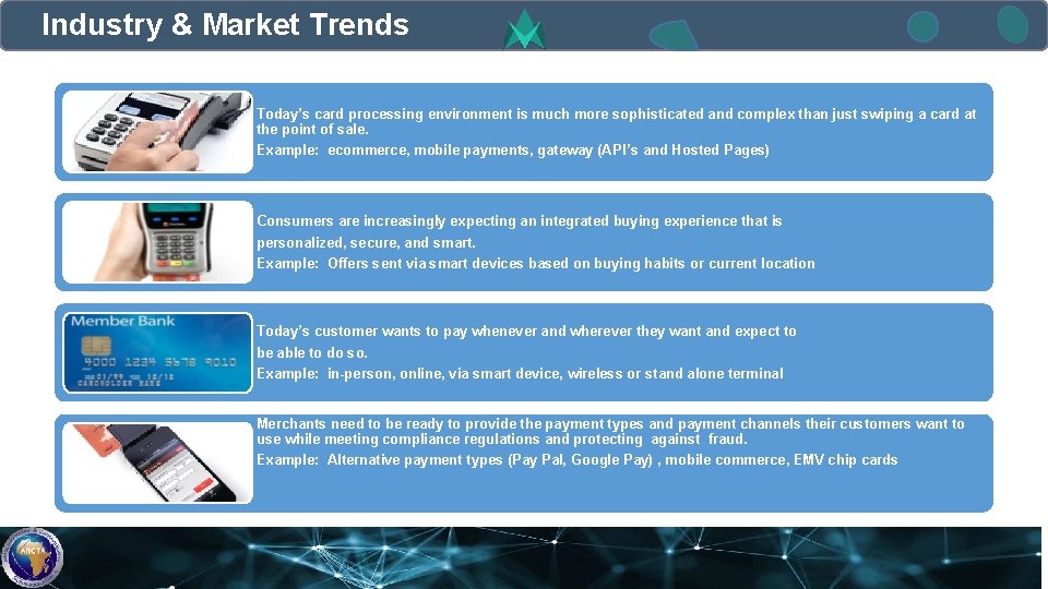 Industry & Market Trends Today’s card processing environment is much more sophisticated and complex