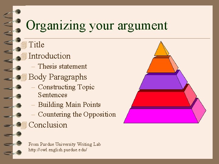 Organizing your argument 4 Title 4 Introduction – Thesis statement 4 Body Paragraphs –