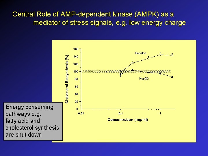 Central Role of AMP-dependent kinase (AMPK) as a mediator of stress signals, e. g.