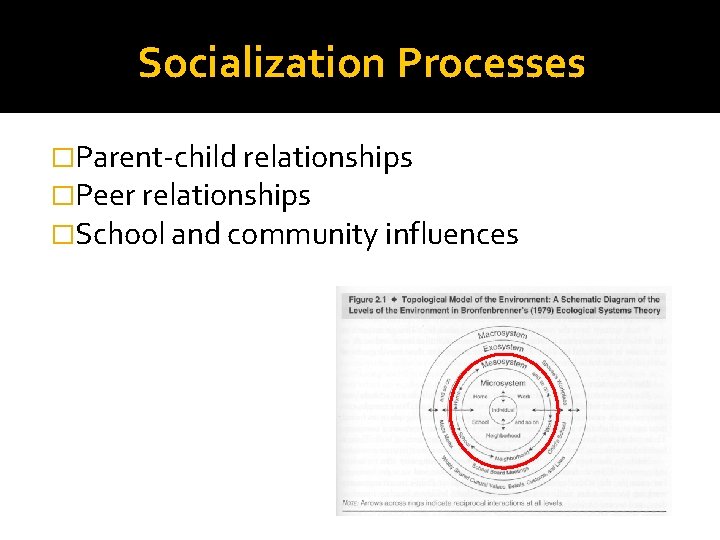 Socialization Processes �Parent-child relationships �Peer relationships �School and community influences 