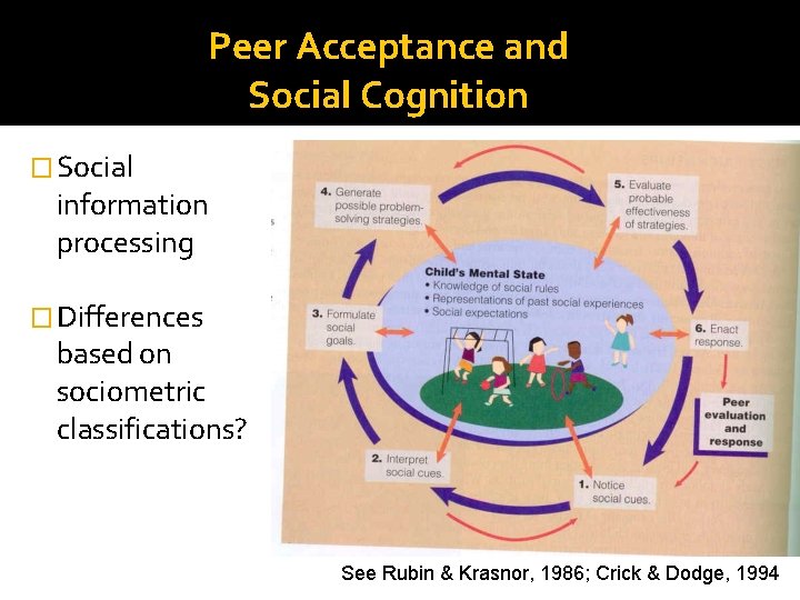 Peer Acceptance and Social Cognition � Social information processing � Differences based on sociometric