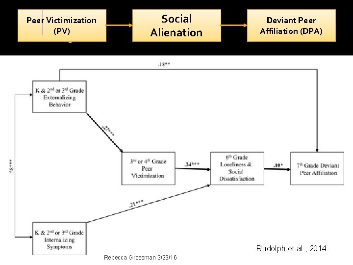 Peer Victimization (PV) Study 1: Social Alienation Deviant Peer Affiliation (DPA) Rudolph et al.