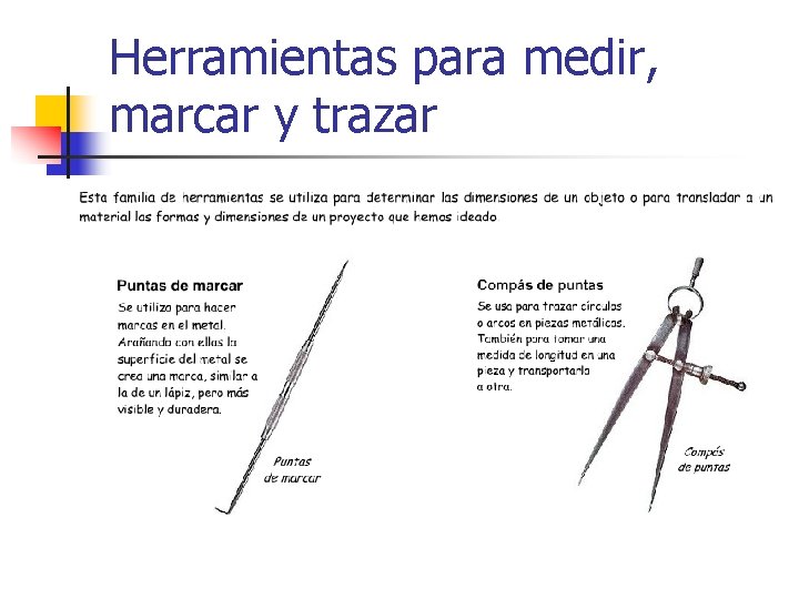 Herramientas para medir, marcar y trazar 