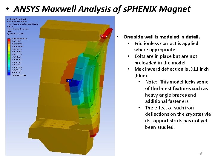  • ANSYS Maxwell Analysis of s. PHENIX Magnet • One side wall is