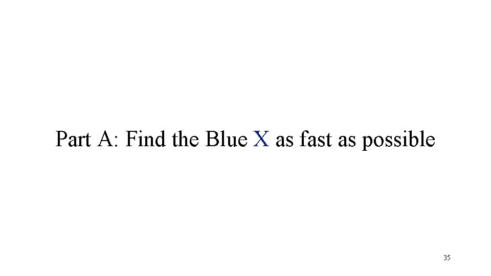 Part A: Find the Blue X as fast as possible 35 