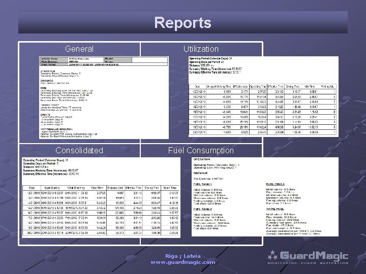 Reports General Utilization Consolidated Fuel Consumption Riga ; Latvia www. guardmagic. com 