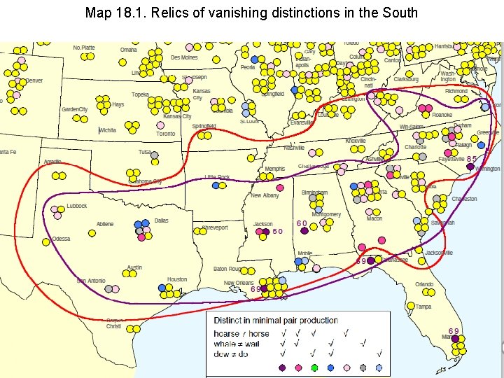 Map 18. 1. Relics of vanishing distinctions in the South 
