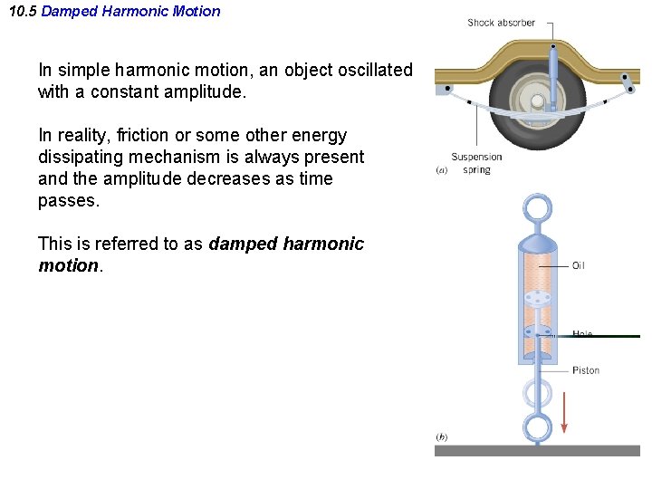 10. 5 Damped Harmonic Motion In simple harmonic motion, an object oscillated with a