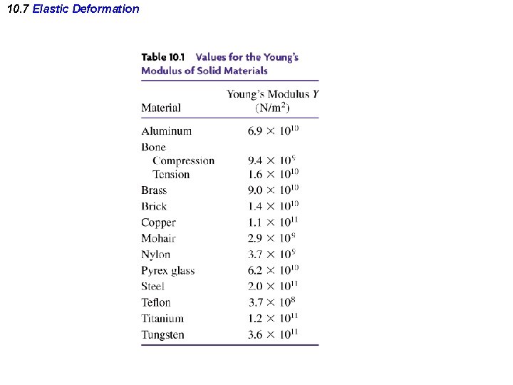 10. 7 Elastic Deformation 