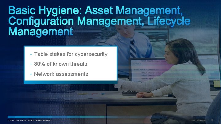  • Table stakes for cybersecurity • 80% of known threats • Network assessments