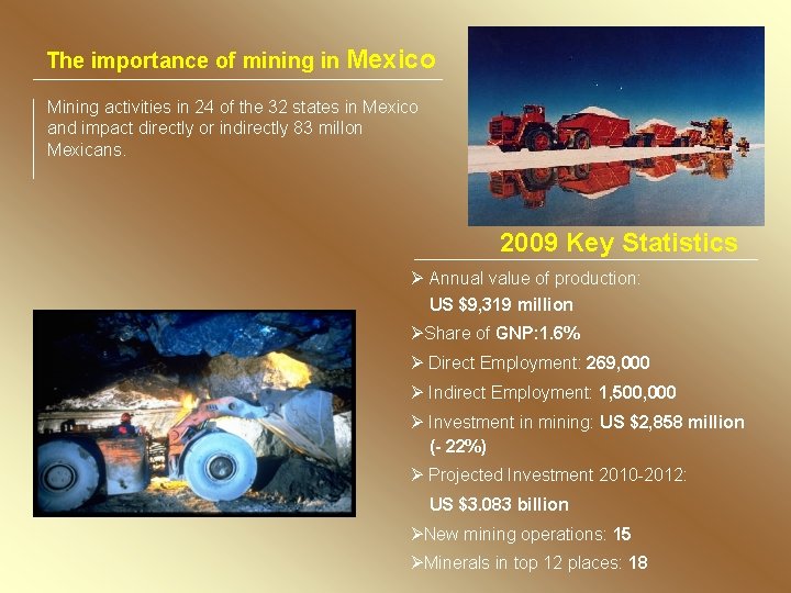 The importance of mining in Mexico Mining activities in 24 of the 32 states